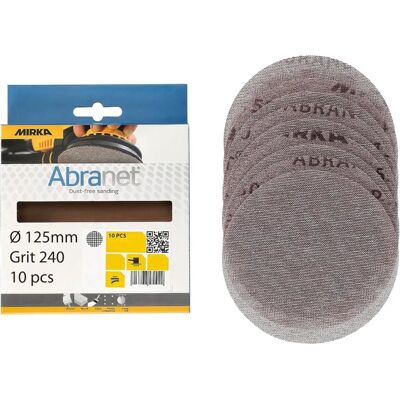 MIRKA Abranet 125mm Dammtyst slipdskor - P240 - 10 st MIRKA Abranet 125mm Dammtyst slipdskor - P240 - 10 st