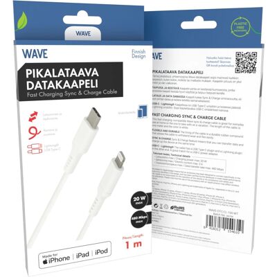 Wave Wave-DTC-CL-100-WT Matkapuhelinjohto - 1m Wave Wave-DTC-CL-100-WT Matkapuhelinjohto - 1m