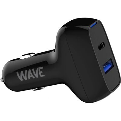 Wave Autolaturi - USB-C ja A, 36W, Musta Wave Autolaturi - USB-C ja A, 36W, Musta