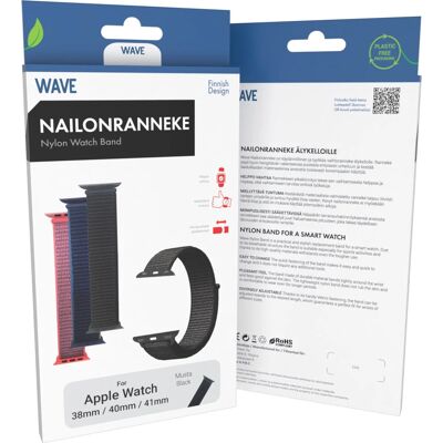 Bracelet en nylon Wave pour Apple Watch - Noir Bracelet en nylon Wave pour Apple Watch - Noir