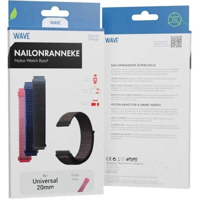 Bracelet en nylon rose Wave - Compatible avec montres 20mm Bracelet en nylon rose Wave - Compatible avec montres 20mm