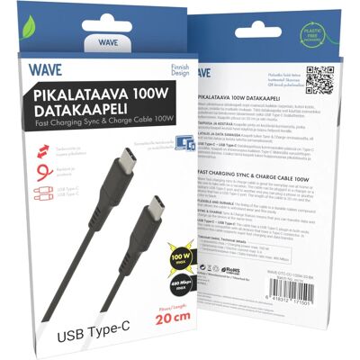 Wave - WAVE-DTC-CC-100W-20-BK - Musta - 0.2 m - Cable Wave - WAVE-DTC-CC-100W-20-BK - Musta - 0.2 m - Cable