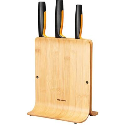 Set de cuțite Fiskars Compact în bloc de bambus Set de cuțite Fiskars Compact în bloc de bambus
