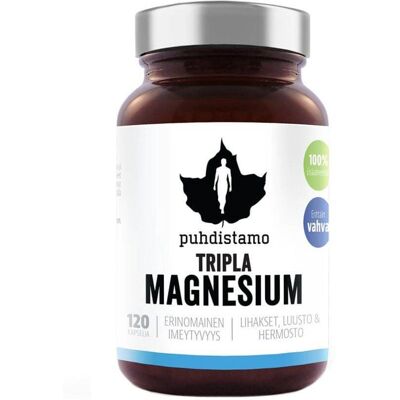 Puhdistamo Tripla Magnesium - Tukee lihaksia, energia, vegaaninen Puhdistamo Tripla Magnesium - Tukee lihaksia, energia, vegaaninen