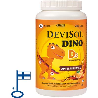DEVISOL - DINO APPELSIINI-KOLA - Oranssi - 200 tablettia - Ravintolisä DEVISOL - DINO APPELSIINI-KOLA - Oranssi - 200 tablettia - Ravintolisä