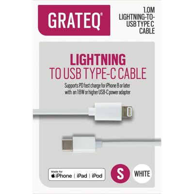 GRATEQ 85008PD Lightning Kaapeli - Lightning to USB-C 1m GRATEQ 85008PD Lightning Kaapeli - Lightning to USB-C 1m