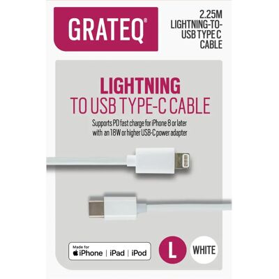 GRATEQ Lightning-kaapeli - 2,25m Valkoinen GRATEQ Lightning-kaapeli - 2,25m Valkoinen