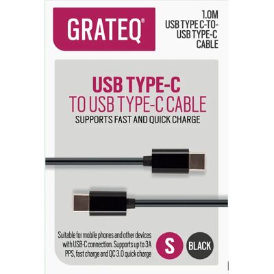 GRATEQ 85060QC USB Kaapeli - USB C 1m Musta GRATEQ 85060QC USB Kaapeli - USB C 1m Musta