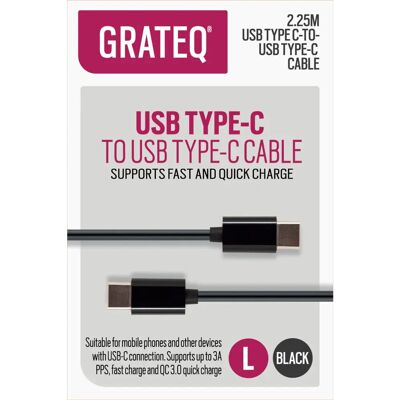 Grateq USB-kaapeli - 2,25 m - USB-C - Musta Grateq USB-kaapeli - 2,25 m - USB-C - Musta