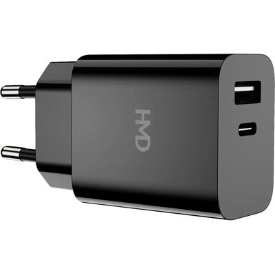 Chargeur mural à double port HMD - 30W - Noir - Publicité Chargeur mural à double port HMD - 30W - Noir - Publicité