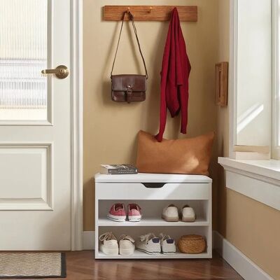 Banquette de rangement blanche Sobuy avec siège rembourré - Mobilier - Publicité Banquette de rangement blanche Sobuy avec siège rembourré - Mobilier - Publicité