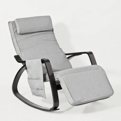 Fauteuil à bascule gris SoBuy avec repose-pieds réglable - Publicité Fauteuil à bascule gris SoBuy avec repose-pieds réglable - Publicité