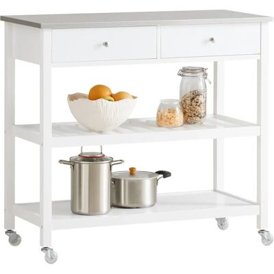 Chariot de Service SoBuy FKW47-W Blanc - Chariot de Cuisine avec Plateau en Inox - Publicité Chariot de Service SoBuy FKW47-W Blanc - Chariot de Cuisine avec Plateau en Inox - Publicité