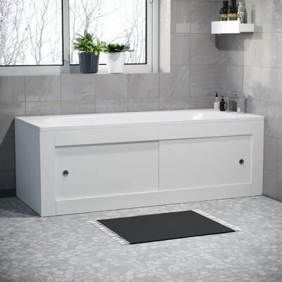 Nes Home - White PVC 1700mm - 2 Sliding Doors - Bath Front Panel Nes Home - White PVC 1700mm - 2 Sliding Doors - Bath Front Panel
