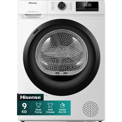 Hisense - DH1Q902BW2 - 9kg - Heat Pump - Tumble Dryer Hisense - DH1Q902BW2 - 9kg - Heat Pump - Tumble Dryer