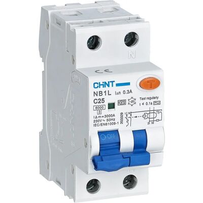 Interrupteur différentiel magnetotermique Chint NB1L2 25A 1P+N - Publicité Interrupteur différentiel magnetotermique Chint NB1L2 25A 1P+N - Publicité
