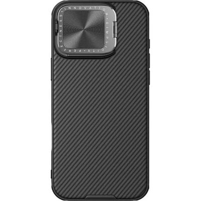 Coque Nillkin Noire pour iPhone 16 Pro avec Couverture d'Objectif et Support Coque Nillkin Noire pour iPhone 16 Pro avec Couverture d'Objectif et Support