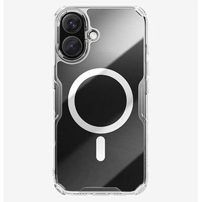 Nillkin Weiße transparente Magnethülle für iPhone 16 - Slim & MagSafe Nillkin Weiße transparente Magnethülle für iPhone 16 - Slim & MagSafe