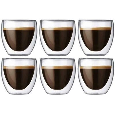 Aucune Ensemble de 6 Verres à Café Espresso - Double Paroi - 80ml - Publicité Aucune Ensemble de 6 Verres à Café Espresso - Double Paroi - 80ml - Publicité
