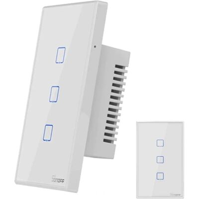 Sonoff T2 3-Gang Interrupteur WiFi - Compatible Cassette 503 Sonoff T2 3-Gang Interrupteur WiFi - Compatible Cassette 503