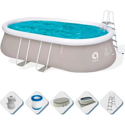 Jilong Avenli - Piscina Ovale con Struttura in Acciaio - 540x304x106 cm - Grigia Jilong Avenli - Piscina Ovale con Struttura in Acciaio - 540x304x106 cm - Grigia