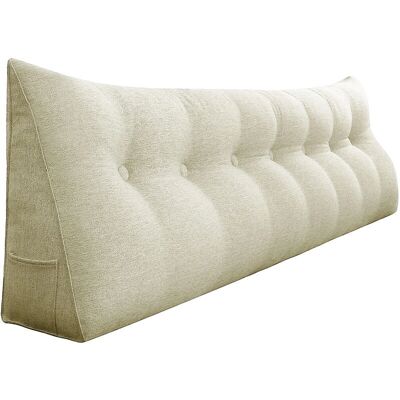 Coussin Triangle Blanc VERCART 200x20x50 cm - Pour lit et canapé - Publicité Coussin Triangle Blanc VERCART 200x20x50 cm - Pour lit et canapé - Publicité
