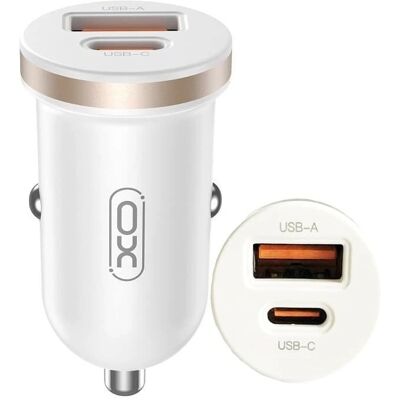 Forever 30W USB-C PD/USB QC3.0 Autolaturi - Valkoinen Forever 30W USB-C PD/USB QC3.0 Autolaturi - Valkoinen