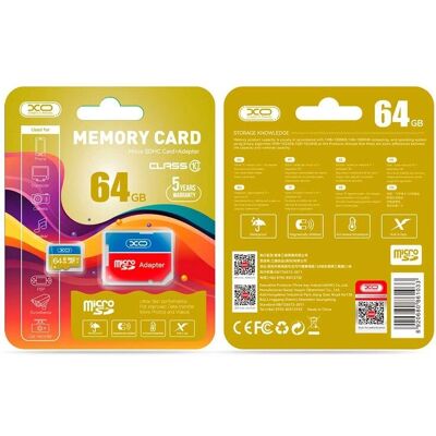 XO 64GB MicroSDXC Speicherkarte - Klasse 10 UHS-1 mit Adapter XO 64GB MicroSDXC Speicherkarte - Klasse 10 UHS-1 mit Adapter
