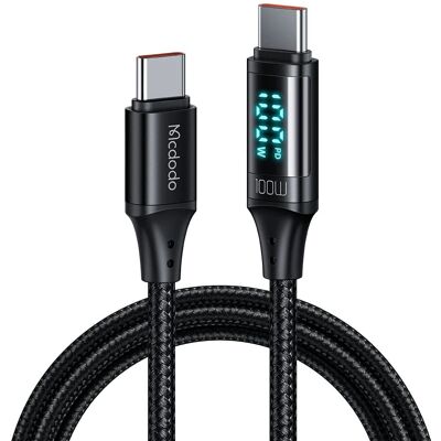 Mcdodo USB-C Kabel - 100W, 1,2m, Černý - USB-C Kabel Mcdodo USB-C Kabel - 100W, 1,2m, Černý - USB-C Kabel