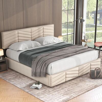 WISHDOR - Letto contenitore 180x200 - Beige terciopelo - Bed WISHDOR - Letto contenitore 180x200 - Beige terciopelo - Bed