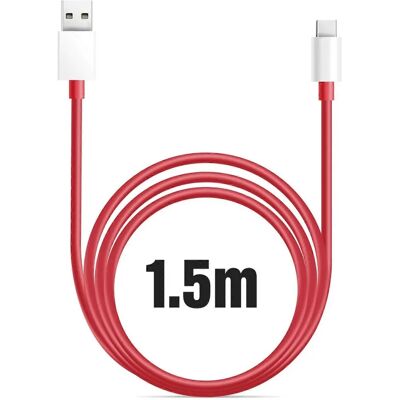 OnePlus USB-A zu USB-C Kabel - 1,5 m - Rotes Kabel OnePlus USB-A zu USB-C Kabel - 1,5 m - Rotes Kabel