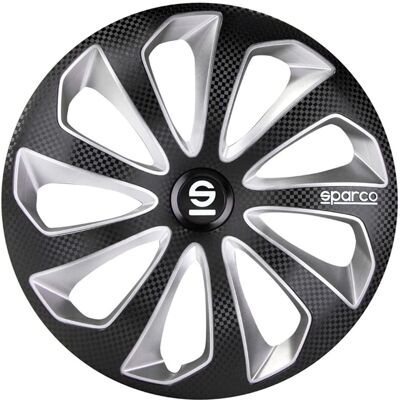 Sparco Sicilia 13-tums hjulkapselset - Svart / Silver / Kolfiber Sparco Sicilia 13-tums hjulkapselset - Svart / Silver / Kolfiber