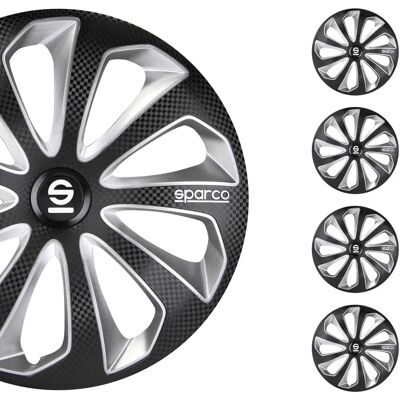 Sparco Sicilia 16 Zoll Radkappen-Set - Schwarz Silber Carbon Sparco Sicilia 16 Zoll Radkappen-Set - Schwarz Silber Carbon