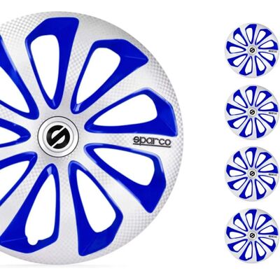 Capas de Rueda Sparco 15 pulgadas - Plata/Azul/Carbono - Ajuste estándar Capas de Rueda Sparco 15 pulgadas - Plata/Azul/Carbono - Ajuste estándar