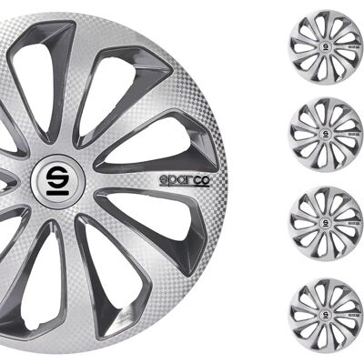 Sparco 14 Zoll Radkappen - Silber/Grau/Kohle - 4 Stück Sparco 14 Zoll Radkappen - Silber/Grau/Kohle - 4 Stück