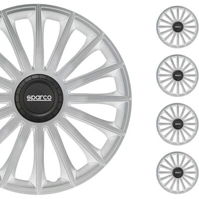 Ensemble de 4 enjoliveurs Sparco Treviso Argent - Capots de roue Ensemble de 4 enjoliveurs Sparco Treviso Argent - Capots de roue