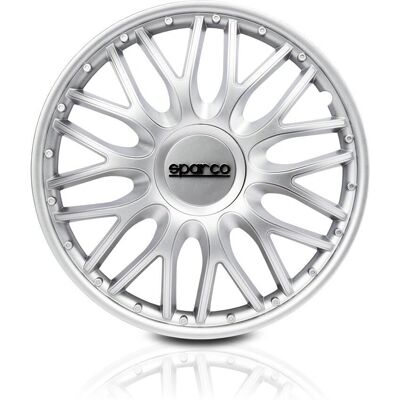 Conjunto de Cubiertas de Rueda Plateadas Sparco 16 pulgadas - Plástico resistente a golpes Conjunto de Cubiertas de Rueda Plateadas Sparco 16 pulgadas - Plástico resistente a golpes