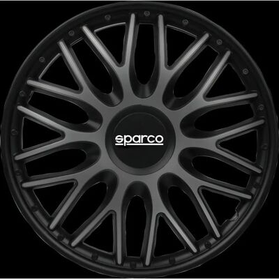 Sparco - Roma - 14 tommer - Sort - Navkapsel sæt Sparco - Roma - 14 tommer - Sort - Navkapsel sæt