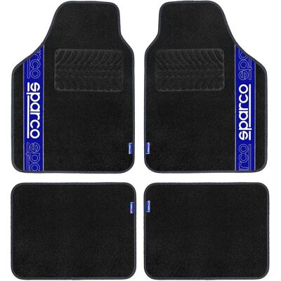 Ensemble de Tapis de Sol Sparco F510 - Universel Noir Bleu - Publicité Ensemble de Tapis de Sol Sparco F510 - Universel Noir Bleu - Publicité