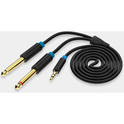 Cabo de áudio Vention - 2m, 3,5mm TRS para 2x 6,35mm Cabo de áudio Vention - 2m, 3,5mm TRS para 2x 6,35mm