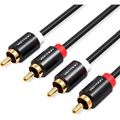 Cabo de áudio VENTION 2 RCA Estéreo - 3m - Preto Metalizado Cabo de áudio VENTION 2 RCA Estéreo - 3m - Preto Metalizado