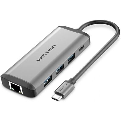 Vention CNDHB - Dock/Replicatore Portatile Argento - 4K HDMI, USB, Ethernet Vention CNDHB - Dock/Replicatore Portatile Argento - 4K HDMI, USB, Ethernet