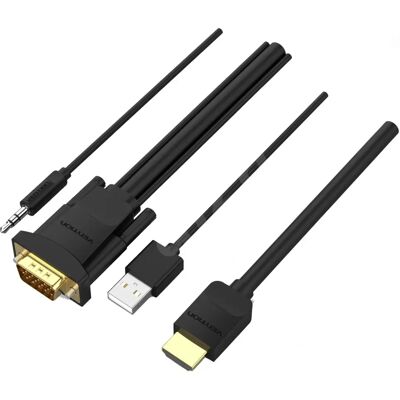 Vention - HDMI to VGA Audio USB 2.0 - 2m - Cable Vention - HDMI to VGA Audio USB 2.0 - 2m - Cable