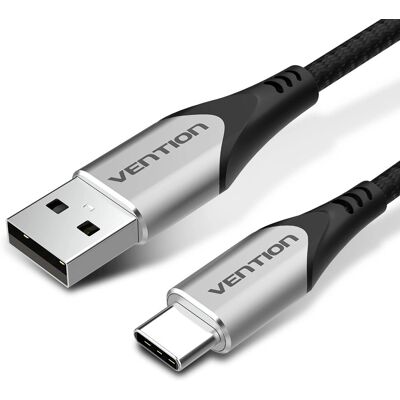 Câble USB-C Vention 2m - USB 2.0, Aluminium, Noir Câble USB-C Vention 2m - USB 2.0, Aluminium, Noir