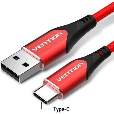 Vention câble USB A à USB Type C - 1m, Rouge/Noir - Charge rapide & transfert - Publicité Vention câble USB A à USB Type C - 1m, Rouge/Noir - Charge rapide & transfert - Publicité
