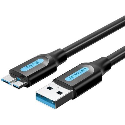 Cabo USB 3.0 Vention A para Micro-B - 0,25m Preto - Cabo USB Cabo USB 3.0 Vention A para Micro-B - 0,25m Preto - Cabo USB