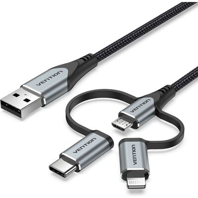 Vention USB Kabel 1m Grau - Vielseitiger 4-in-1 Anschluss USB 2.0 Vention USB Kabel 1m Grau - Vielseitiger 4-in-1 Anschluss USB 2.0