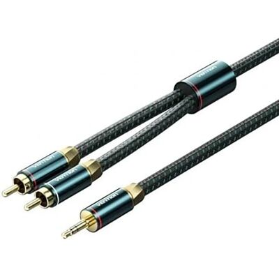 Cavo Audio VENTION 2X RCA Maschio 3,5mm - 1M Verde e Nero Cavo Audio VENTION 2X RCA Maschio 3,5mm - 1M Verde e Nero