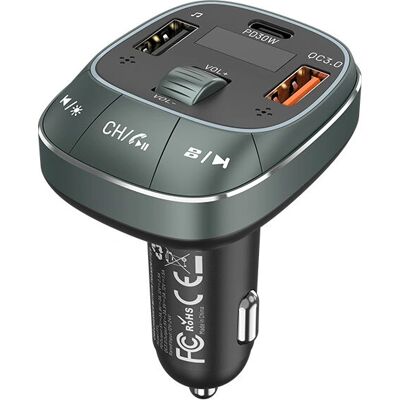 Carregador de carro Vention FFLB0 - Carregamento rápido, Bluetooth, Transmissor FM Carregador de carro Vention FFLB0 - Carregamento rápido, Bluetooth, Transmissor FM