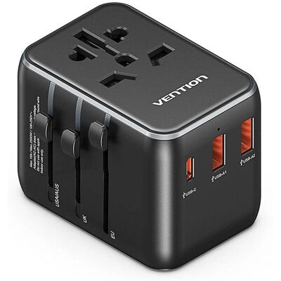 Vention - FJEB0 - Schwarz - USB-C 3-Port - Reise-Ladegerät Vention - FJEB0 - Schwarz - USB-C 3-Port - Reise-Ladegerät